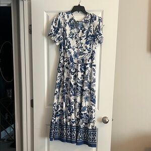 Blue Floral Midi Dress